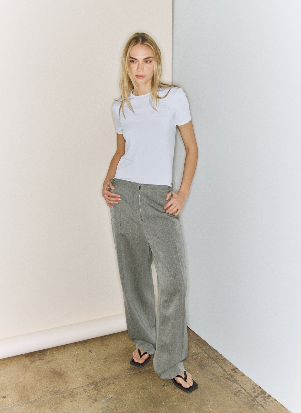 Structured Wool Zip Front Trouser | Tibi New