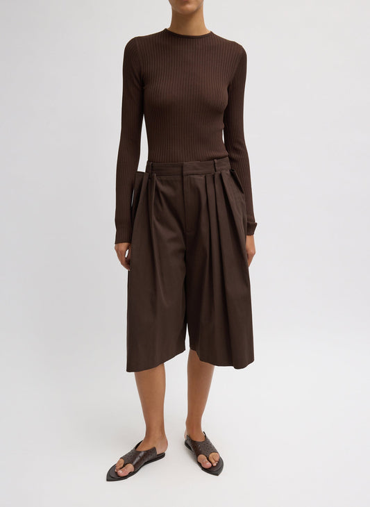 Luxe Spring Twill Tucked Pleated Wide Leg Short | Tibi Top Pick