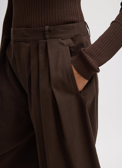 Luxe Spring Twill Tucked Pleated Wide Leg Short | Tibi Top Pick