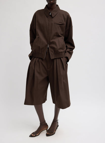 Luxe Spring Twill Tucked Pleated Wide Leg Short | Tibi Top Pick