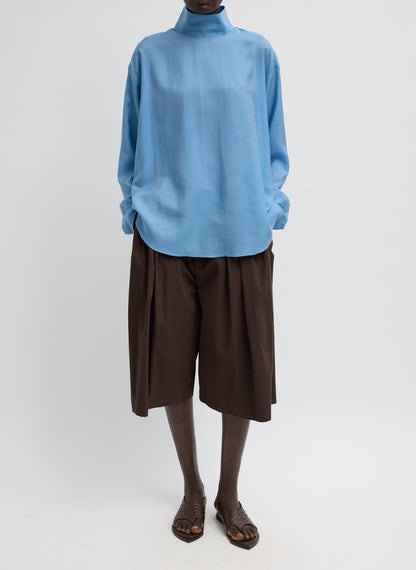 Luxe Spring Twill Tucked Pleated Wide Leg Short | Tibi Top Pick