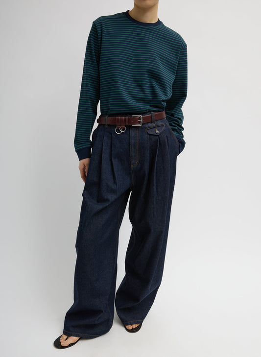 Indigo Denim Triple Pleat Jean | Tibi Sale