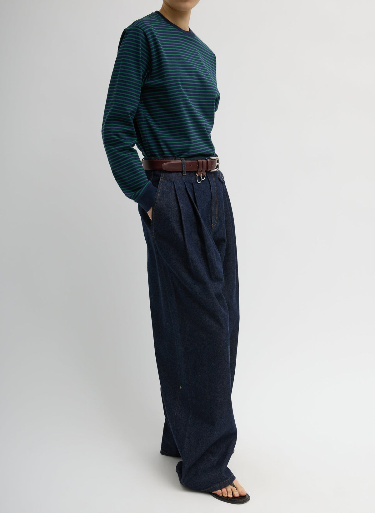 Indigo Denim Triple Pleat Jean | Tibi Sale