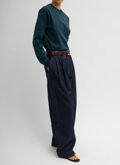 Indigo Denim Triple Pleat Jean | Tibi Sale