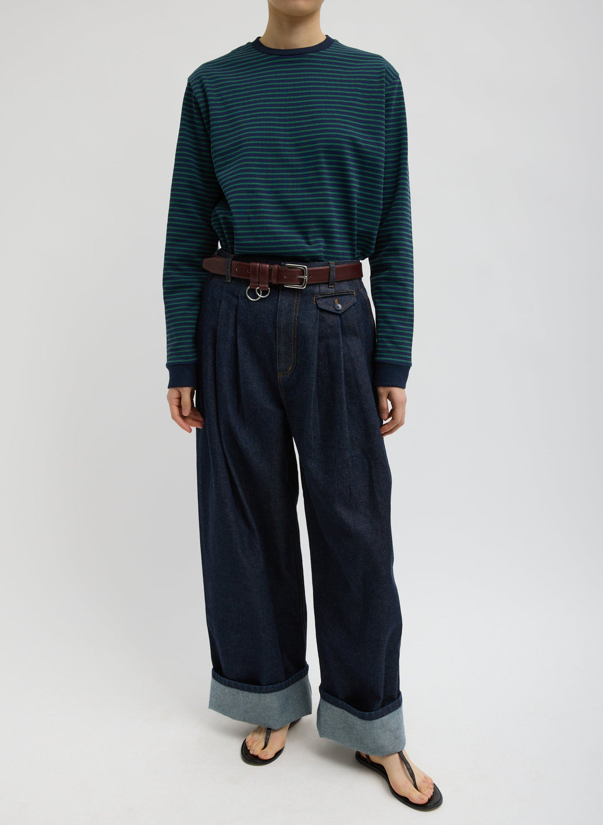 Indigo Denim Triple Pleat Jean | Tibi Sale