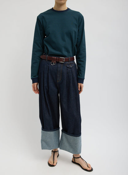 Indigo Denim Triple Pleat Jean | Tibi Sale