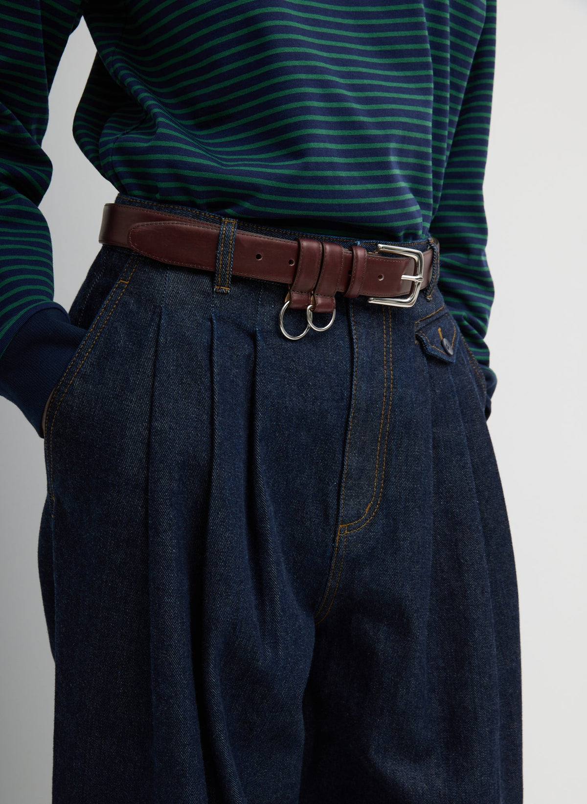 Indigo Denim Triple Pleat Jean | Tibi Sale