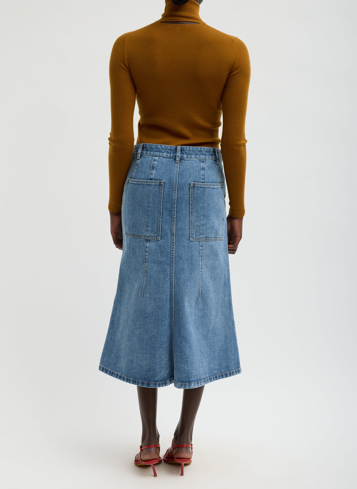 Classic Denim Sculpted Silke Skirt | Tibi Customer Favorite