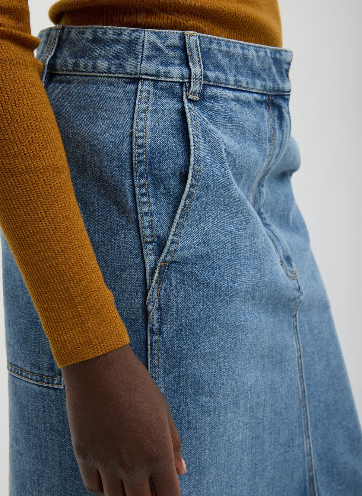 Classic Denim Sculpted Silke Skirt | Tibi Customer Favorite