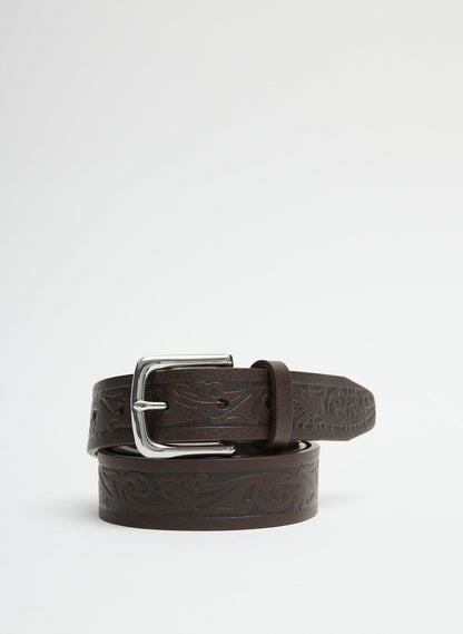Classic Men's Tooled Leather Belt | Tibi Special Offer