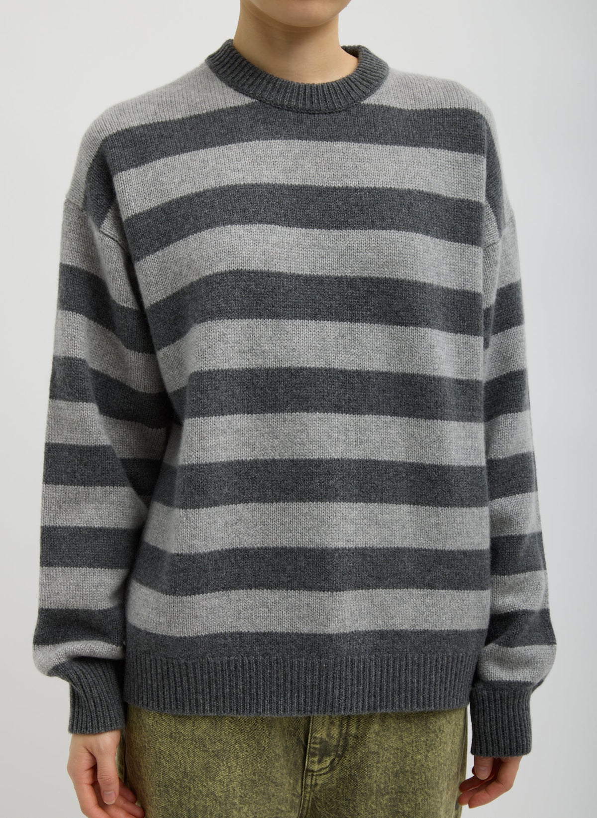 Striped Cashmere Crewneck Easy Pullover | Tibi Sale