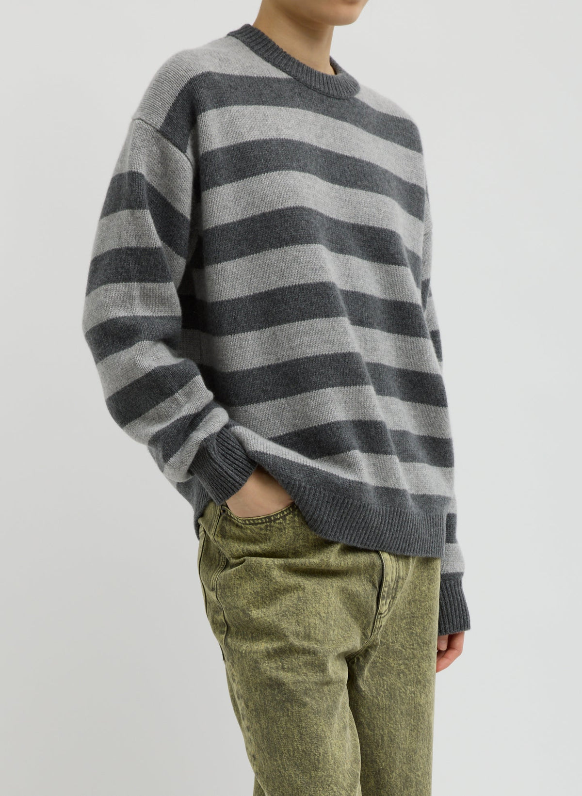 Striped Cashmere Crewneck Easy Pullover | Tibi Sale