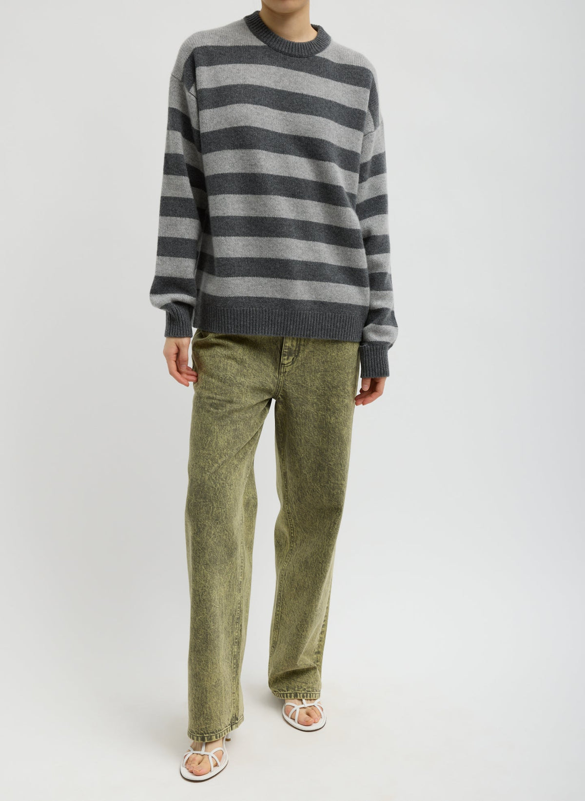 Striped Cashmere Crewneck Easy Pullover | Tibi Sale