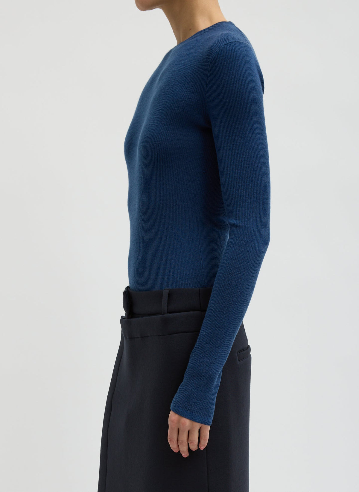 Featherweight Ribbed Sweater Crewneck Pullover | Tibi Signature