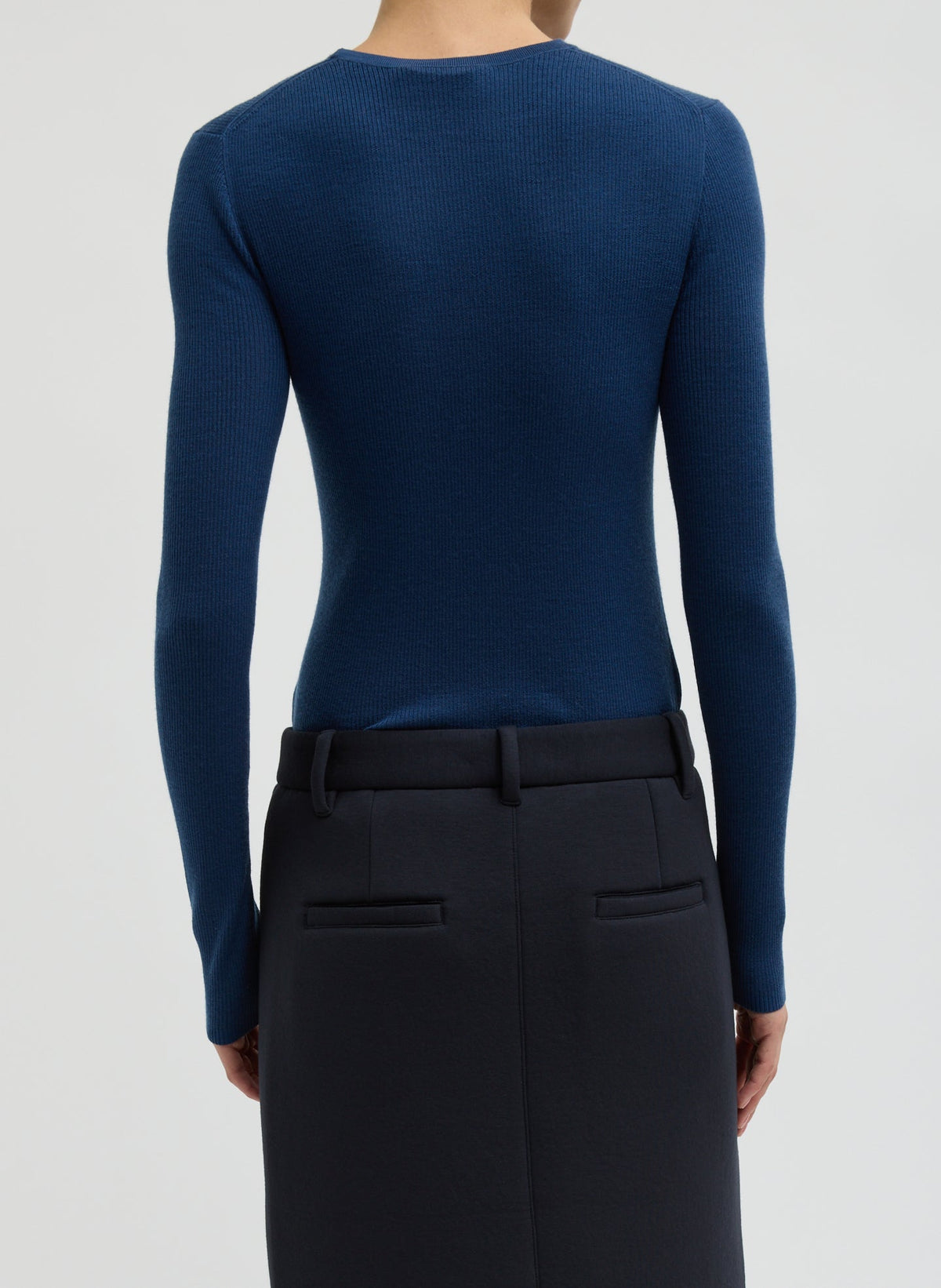 Featherweight Ribbed Sweater Crewneck Pullover | Tibi Signature