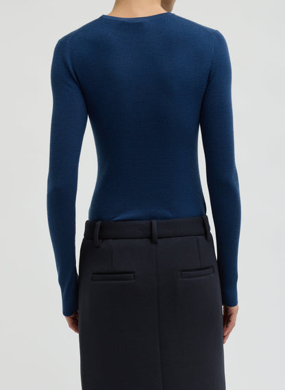 Featherweight Ribbed Sweater Crewneck Pullover | Tibi Signature