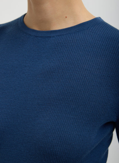 Featherweight Ribbed Sweater Crewneck Pullover | Tibi Signature