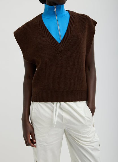 Cardigan Stitch Sweater Vest With Removable Dickie | Tibi Great Value