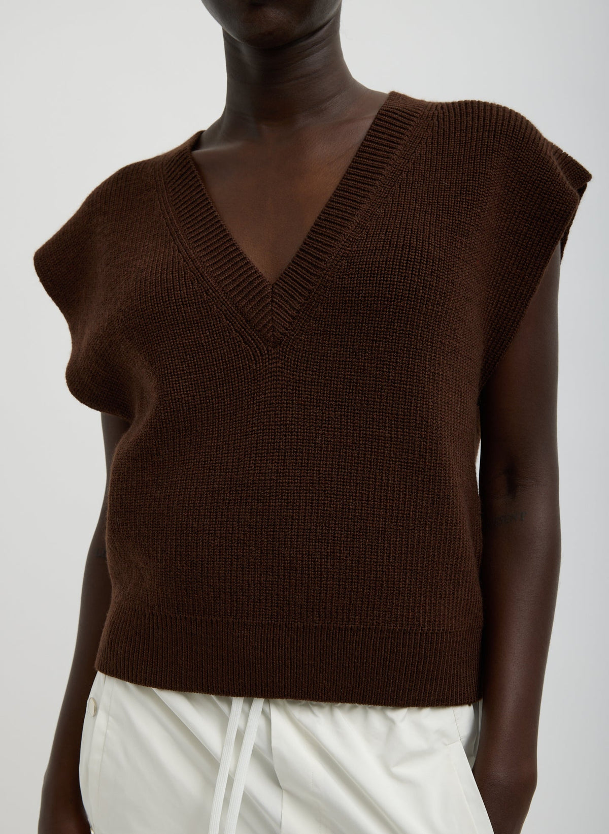Cardigan Stitch Sweater Vest With Removable Dickie | Tibi Great Value