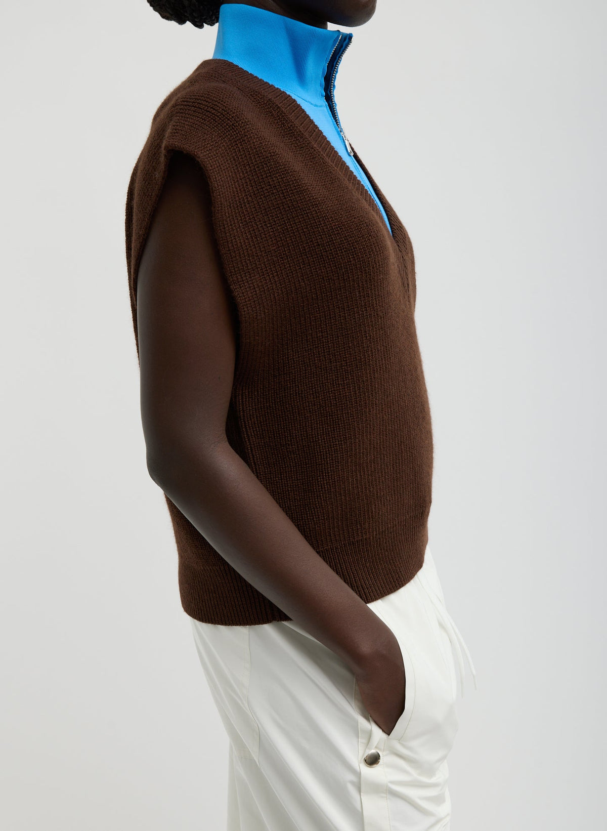 Cardigan Stitch Sweater Vest With Removable Dickie | Tibi Great Value