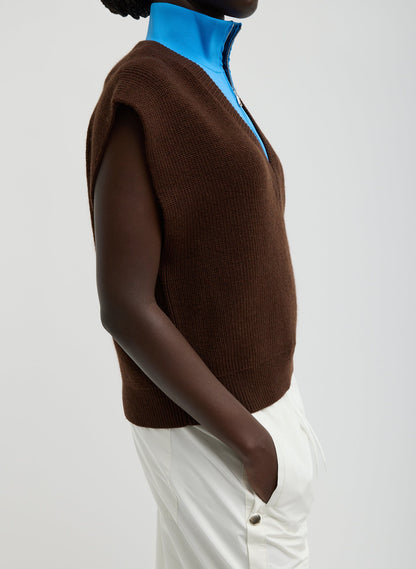 Cardigan Stitch Sweater Vest With Removable Dickie | Tibi Great Value