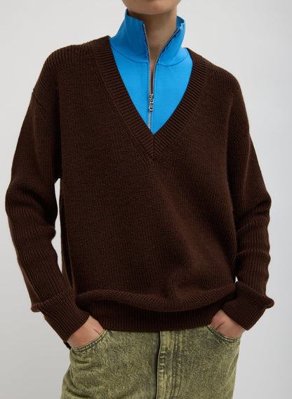 Cardigan Stitch V-Neck With Removable Dickie | Tibi Classic
