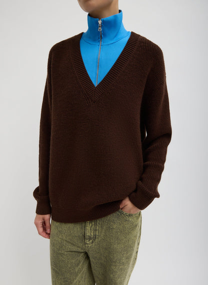 Cardigan Stitch V-Neck With Removable Dickie | Tibi Classic