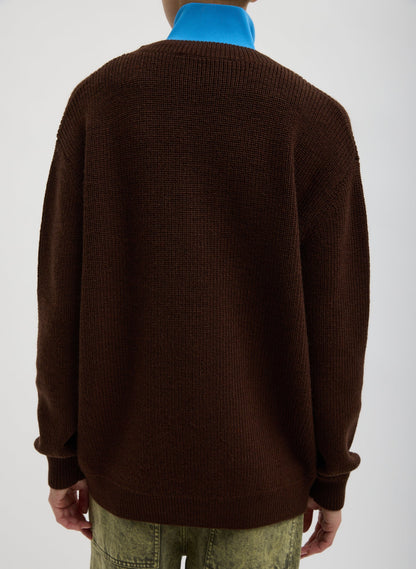 Cardigan Stitch V-Neck With Removable Dickie | Tibi Classic