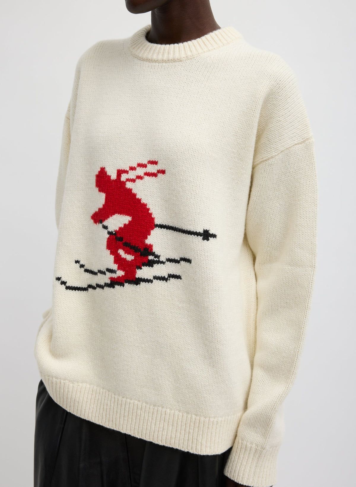 Soft Wool Ski Easy Pullover Crewneck Sweater | Tibi Value