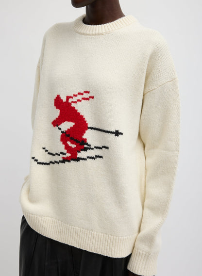 Soft Wool Ski Easy Pullover Crewneck Sweater | Tibi Value