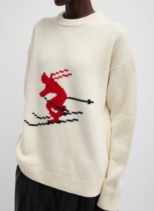 Soft Wool Ski Easy Pullover Crewneck Sweater | Tibi Value