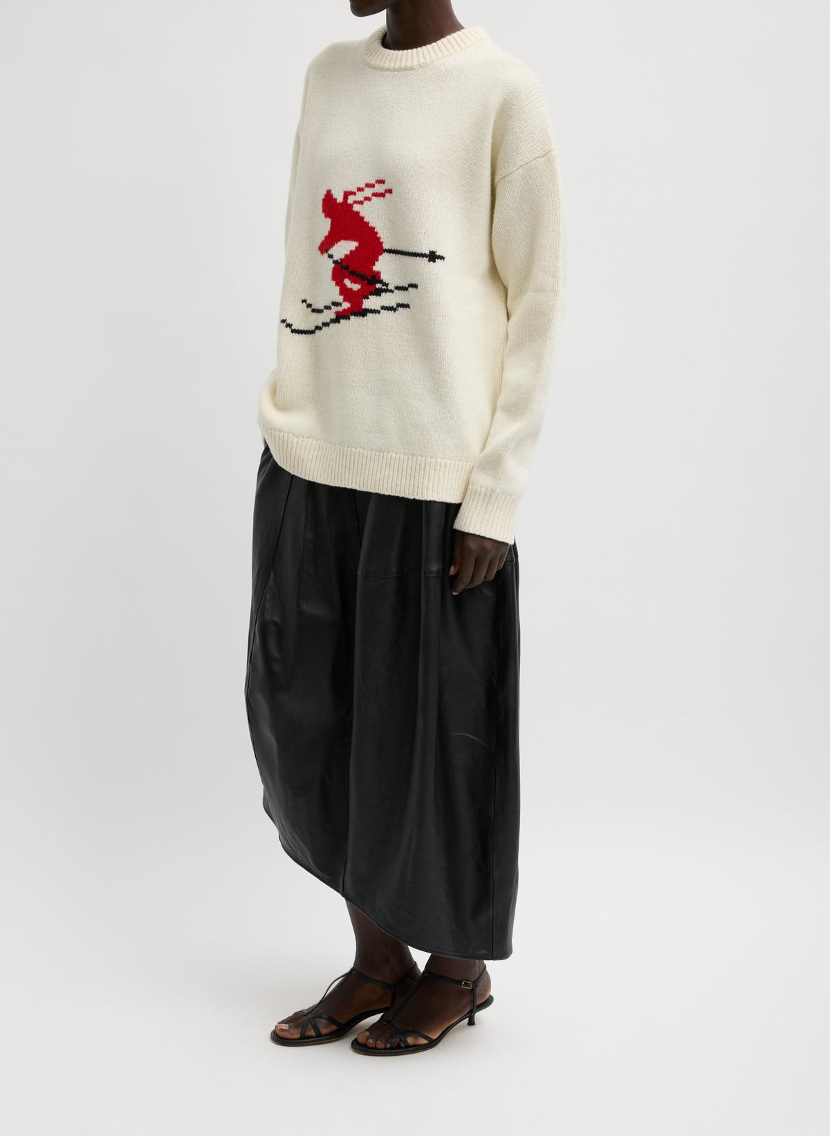 Soft Wool Ski Easy Pullover Crewneck Sweater | Tibi Value