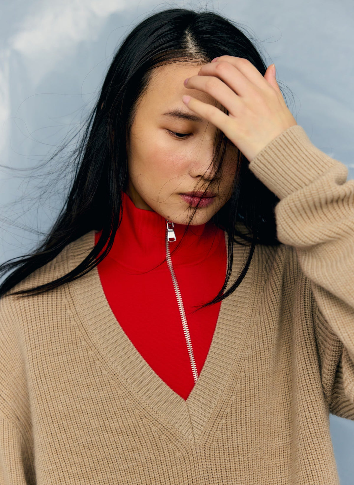 Cardigan Stitch V-Neck With Removable Dickie | Tibi Value