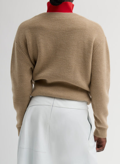Cardigan Stitch V-Neck With Removable Dickie | Tibi Value