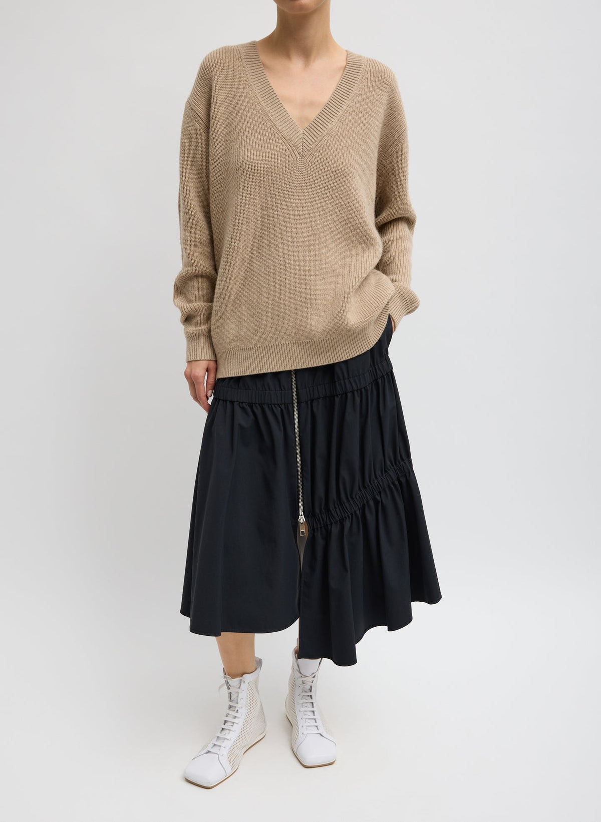 Cardigan Stitch V-Neck With Removable Dickie | Tibi Value