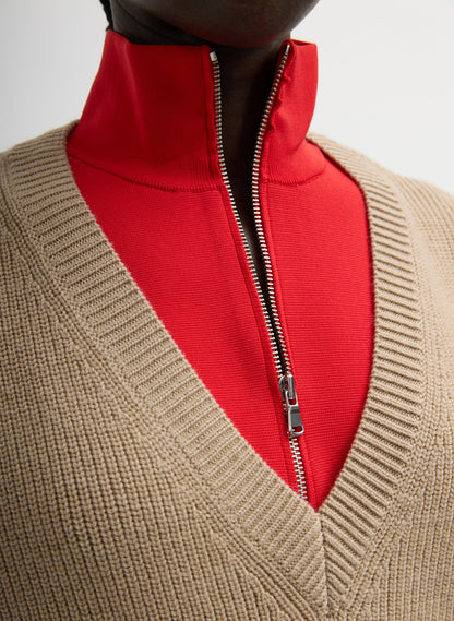 Cardigan Stitch V-Neck With Removable Dickie | Tibi Value