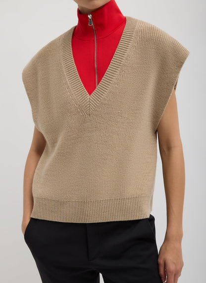 Cardigan Stitch Sweater Vest With Removable Dickie | Tibi Trending