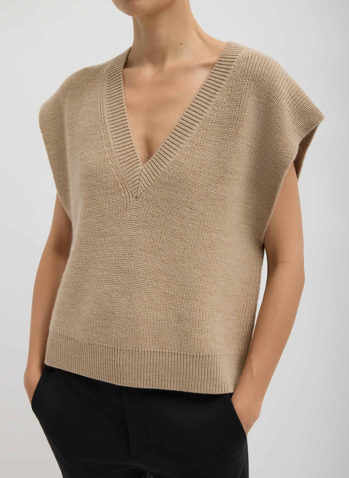 Cardigan Stitch Sweater Vest With Removable Dickie | Tibi Trending