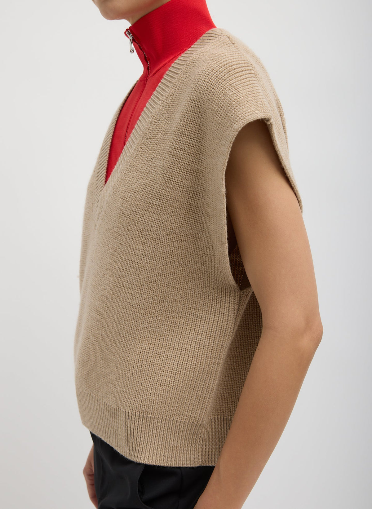 Cardigan Stitch Sweater Vest With Removable Dickie | Tibi Trending