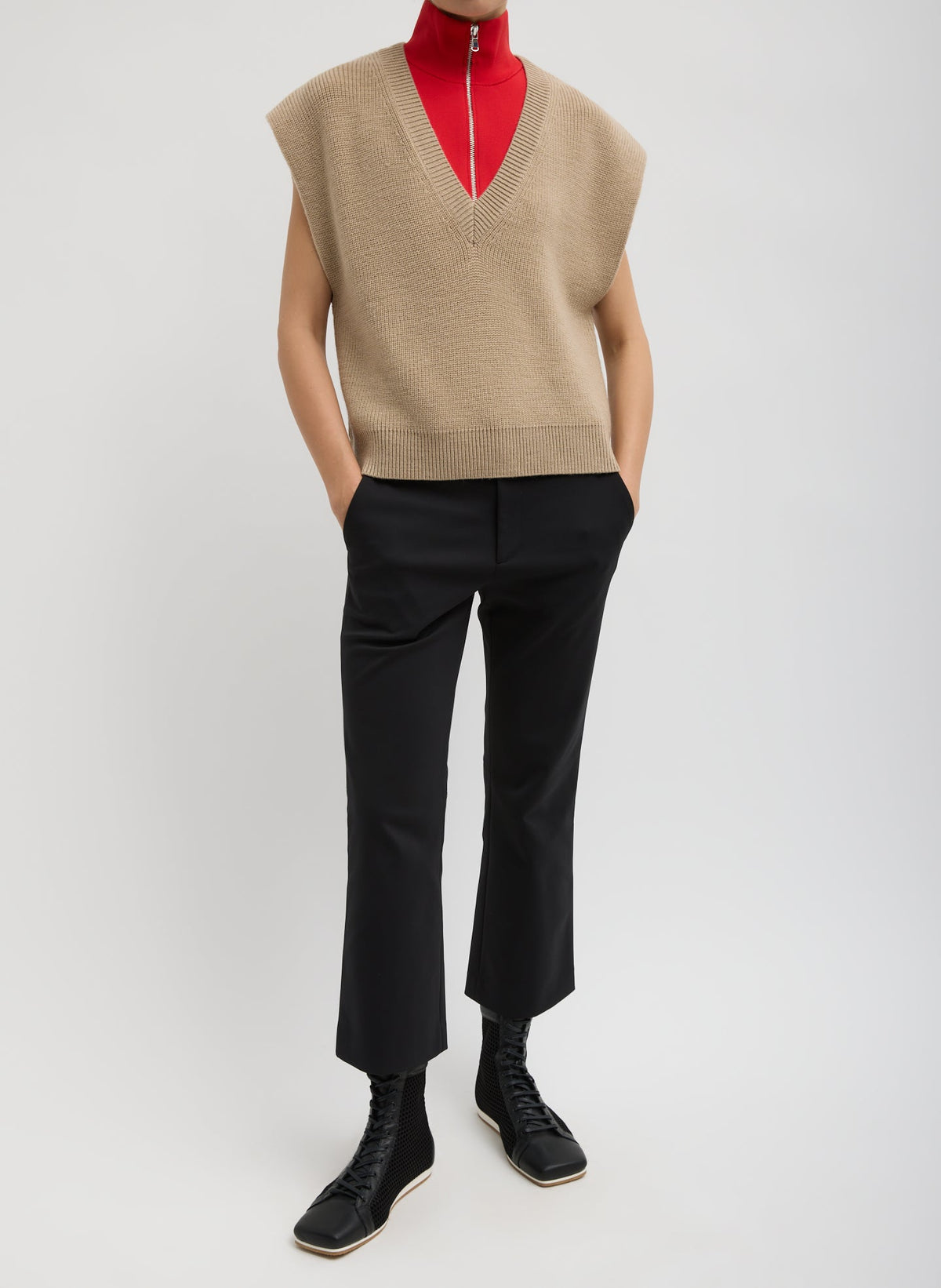 Cardigan Stitch Sweater Vest With Removable Dickie | Tibi Trending