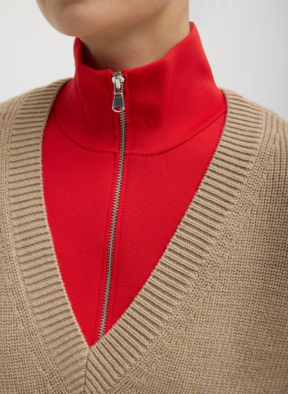 Cardigan Stitch Sweater Vest With Removable Dickie | Tibi Trending