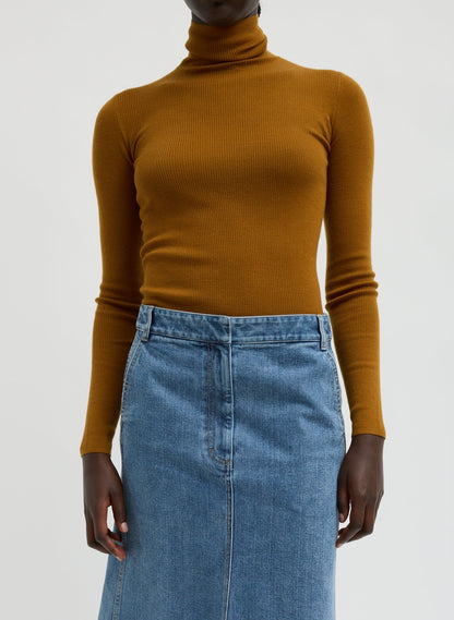 Featherweight Ribbed Sweater Turtleneck Pullover | Tibi Best Seller