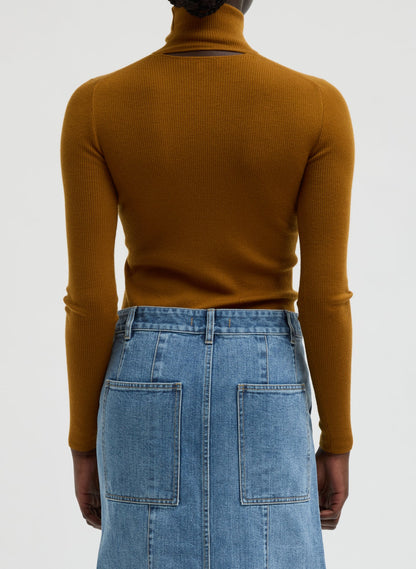 Featherweight Ribbed Sweater Turtleneck Pullover | Tibi Best Seller