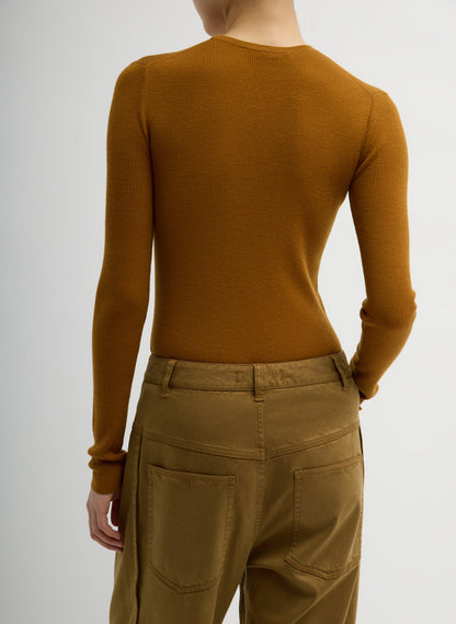 Featherweight Ribbed Sweater Crewneck Pullover | Tibi Smart Buy