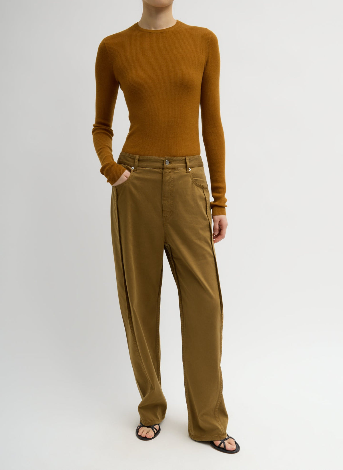 Featherweight Ribbed Sweater Crewneck Pullover | Tibi Smart Buy