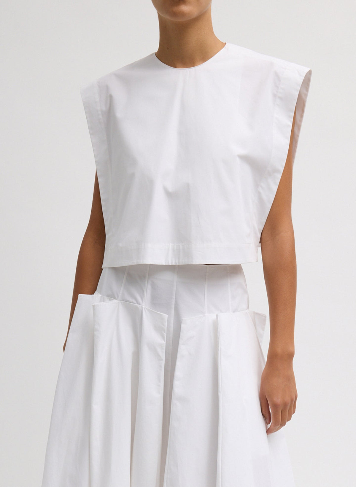 Compact Eco Poplin Cropped Square Top | Tibi Everyday