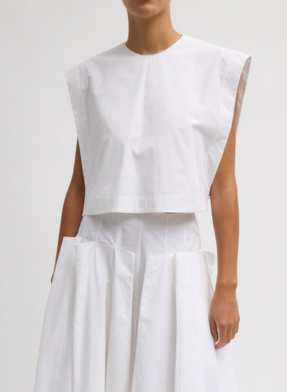 Compact Eco Poplin Cropped Square Top | Tibi Everyday