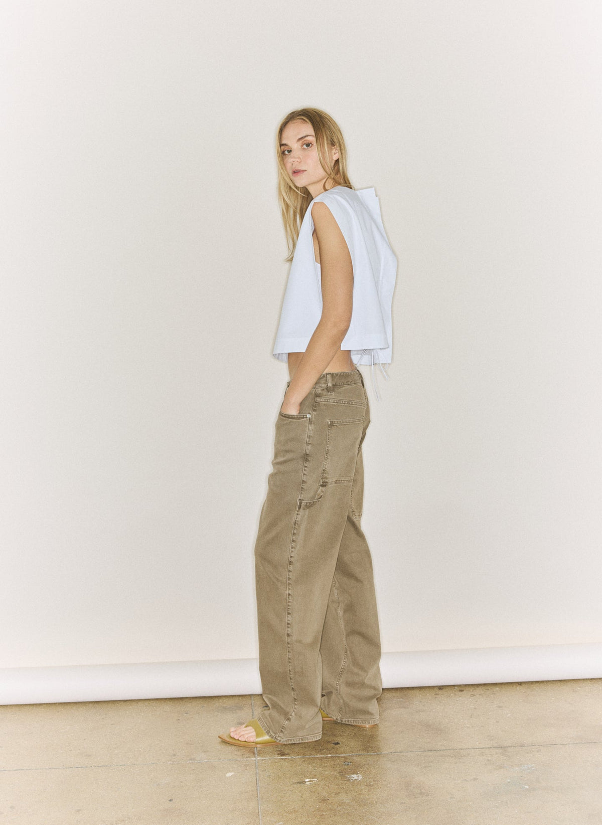Compact Eco Poplin Cropped Square Top | Tibi Everyday