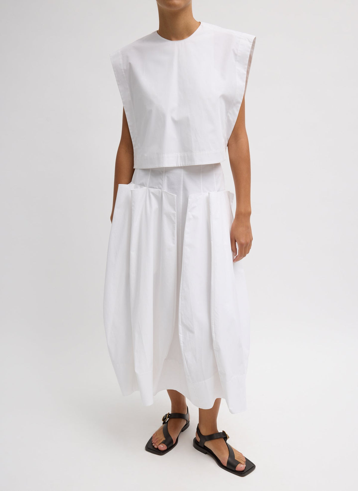 Compact Eco Poplin Cropped Square Top | Tibi Everyday