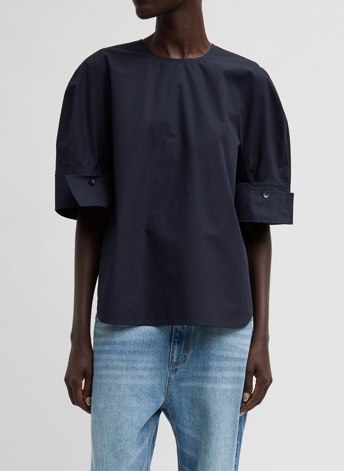 Compact Eco Poplin Reverse Sleeve Top | Tibi Deals